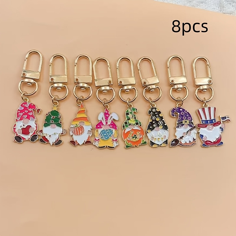 

8pcs Cute Dwarf Pattern Keychain Alloy Keychain Link Bag Backpack Pendant Car Key Pendant Women' Use Gift