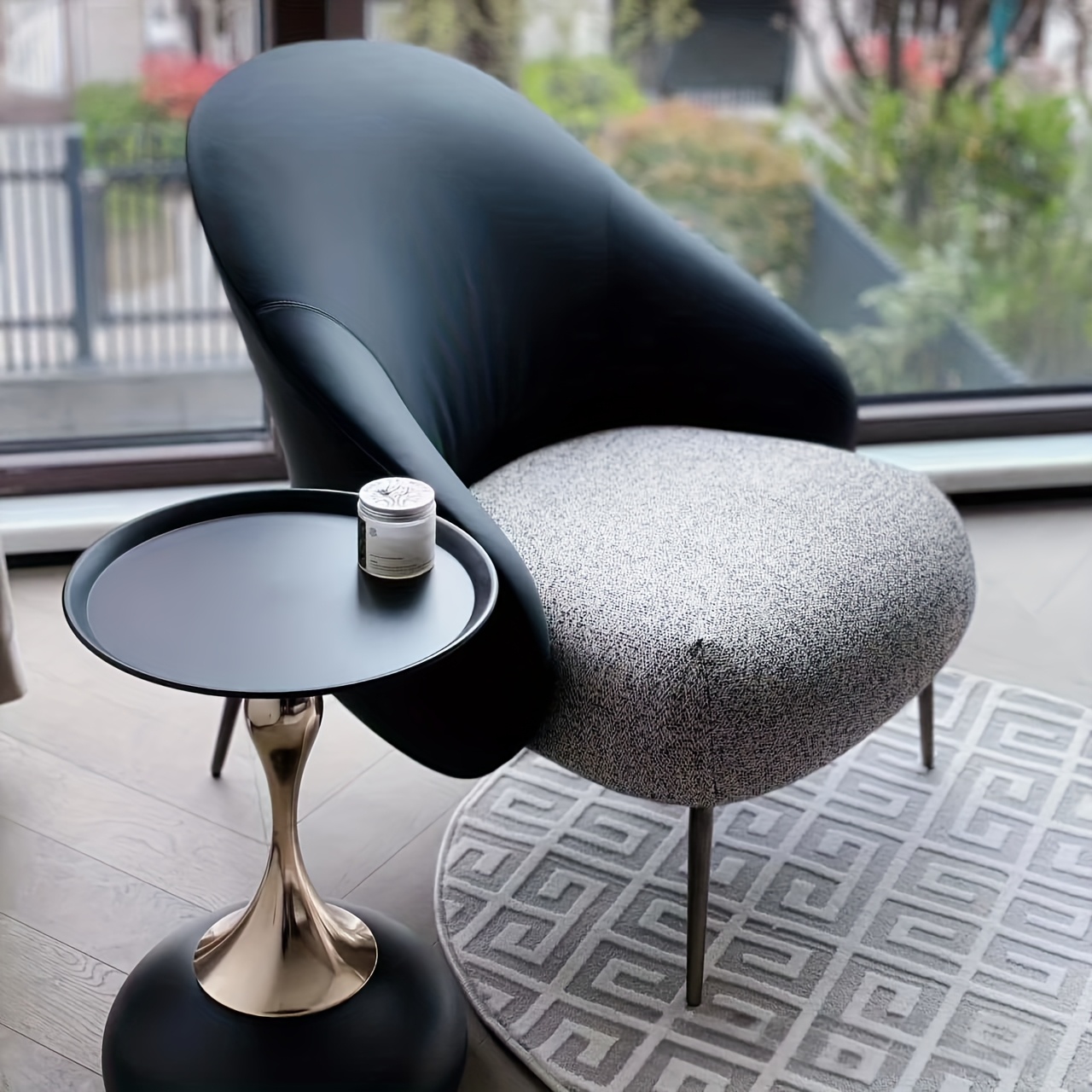 A Stylish Round Side Table with a Slim Waist Design, Minimalist Metal Side Table, Modern Round End Table for Living Room & Bedroom, Sleek Pedestal Tray Table for Coffee & Decor, Style 23 A Stylish Round Side Table with a Slim Waist Design, Minimalist Metal Side Table, Modern Round End Table for Living Room & Bedroom, Sleek Pedestal Tray Table for Coffee & Decor, Style