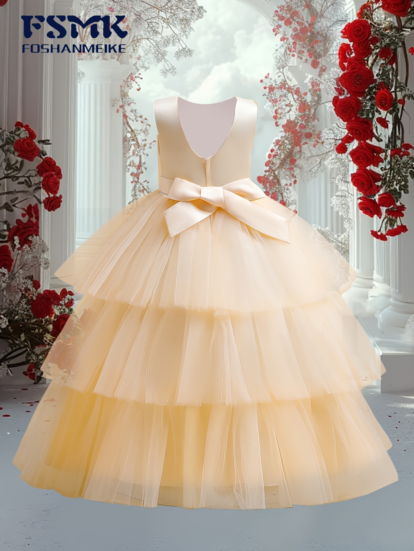 girls sleeveless princess party dress vibrant red Temu