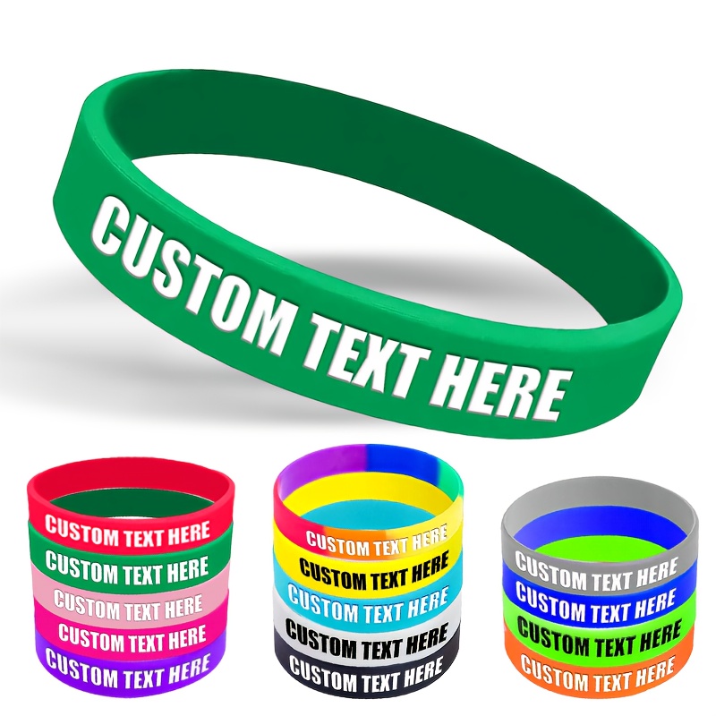 55pcs Custom Silicone Wristbands with Letter Patterns