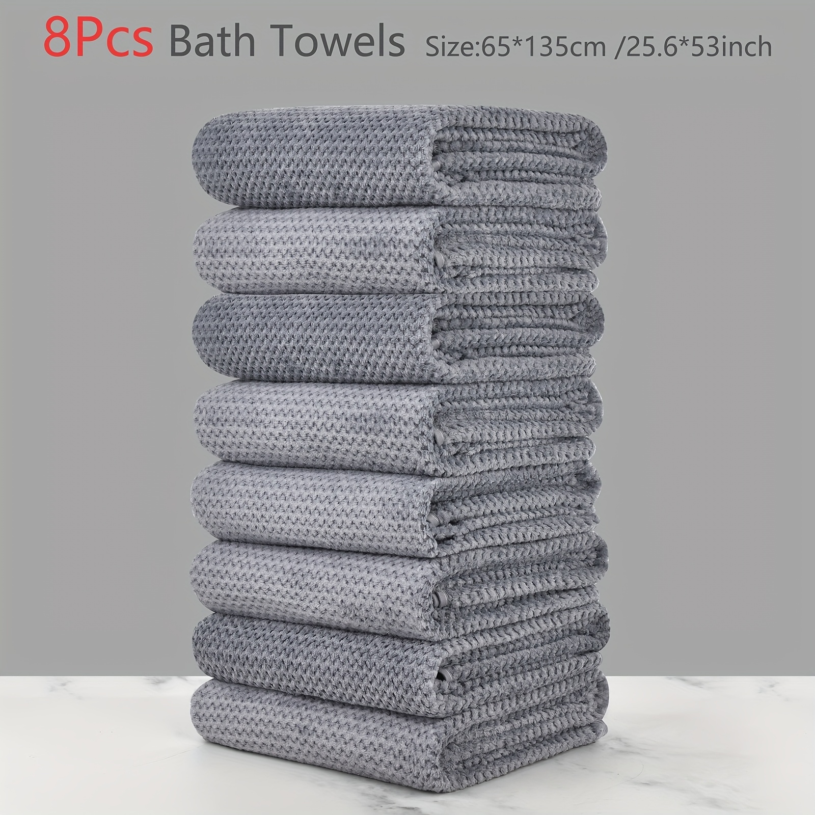E-shop 8-teiliges Badetuch-Set aus Polyester, leichtes und saugfähiges, weiches und schnell trocknendes Badezimmer-Handtuch-Set,