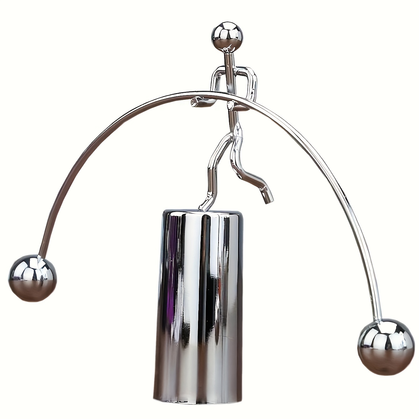 Room Decor 1pc Kinetic Motion Iron Balance Art Sculpture - Creative Pendulum Desk Decor - Stainless Steel Balancing Desktop Ornament For Home And Office Decor