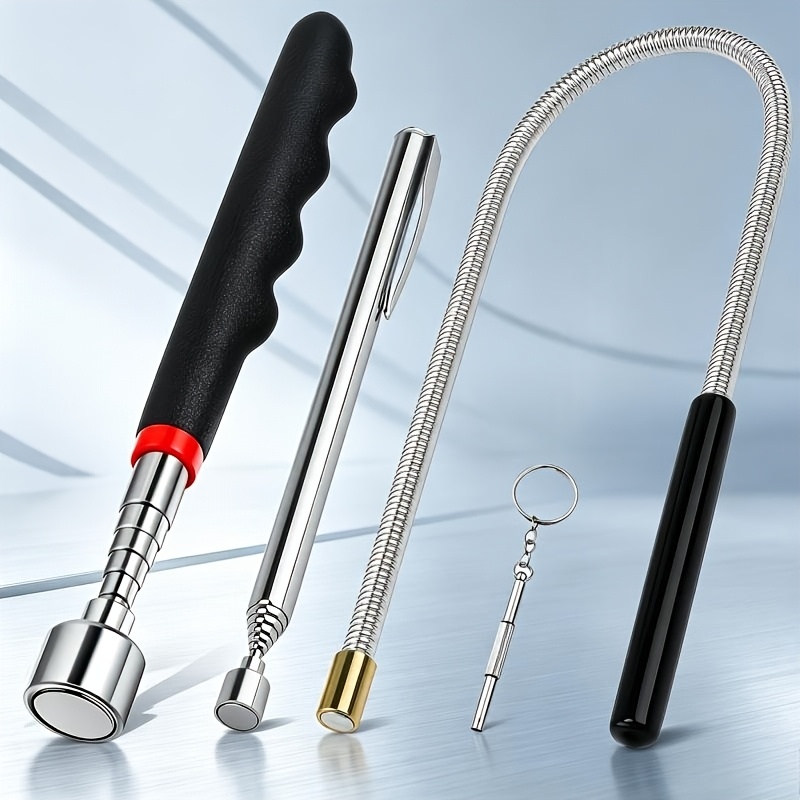Image of 4pcs Telescoping Magnetic Pickup Tool Set Retractable And Extendable Magnetic Pickup Tool. Flexible Spring Magnet Wand Perfect For Hard-to- Places. Ideal As A Christmas, Birthday, Or Father's Day Gift