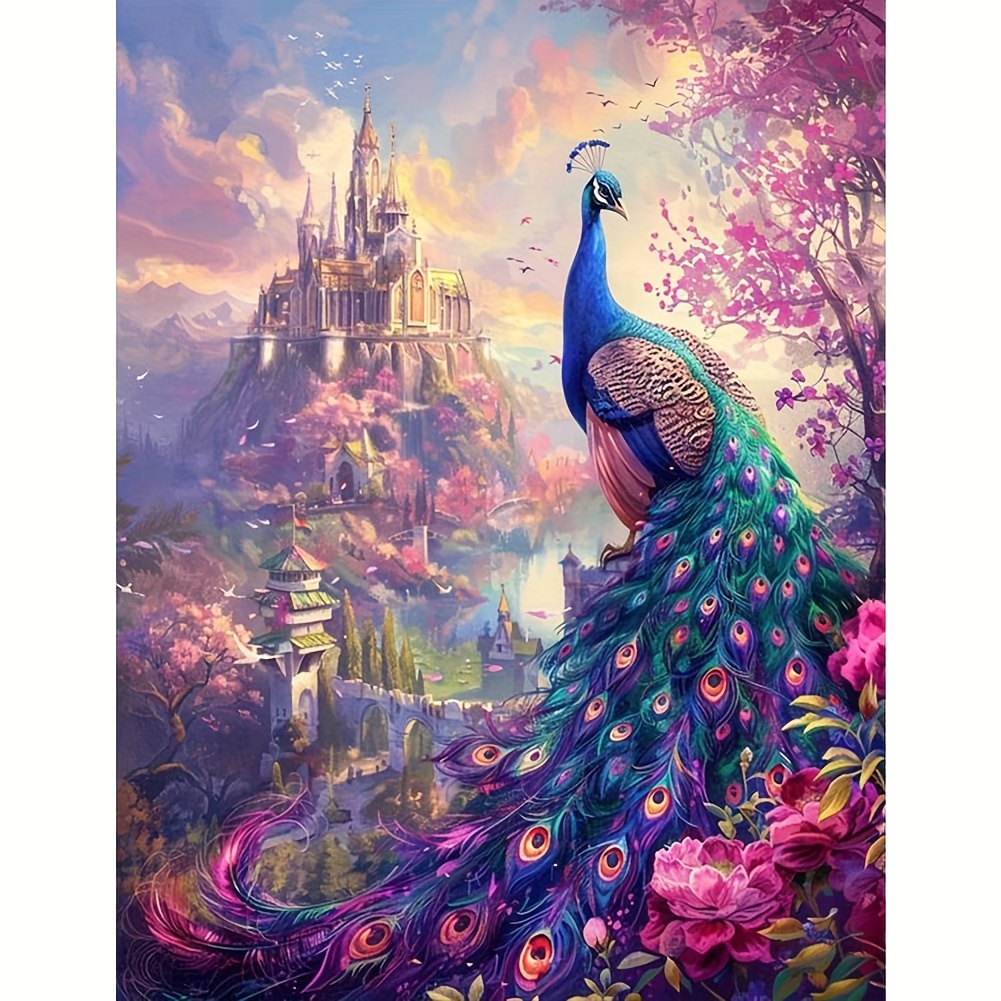 

Peacock Castle 5d Diy Diamond Painting Kit, Animal Theme, Full Round Drill Embroidery Mosaic Craft, Acrylic Diamonds, Wall Decor Gift For Adults, 30x40cm