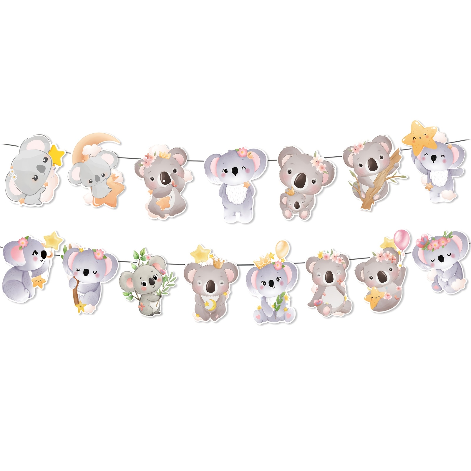 Image of Koala Party Banner, Koala-themed Party Decoration, No-tail Koala Party Decor, The Bunting Is Already , Cartoon Koala Bunting, Suitable For Parties, Koala Parties, Animal Parties