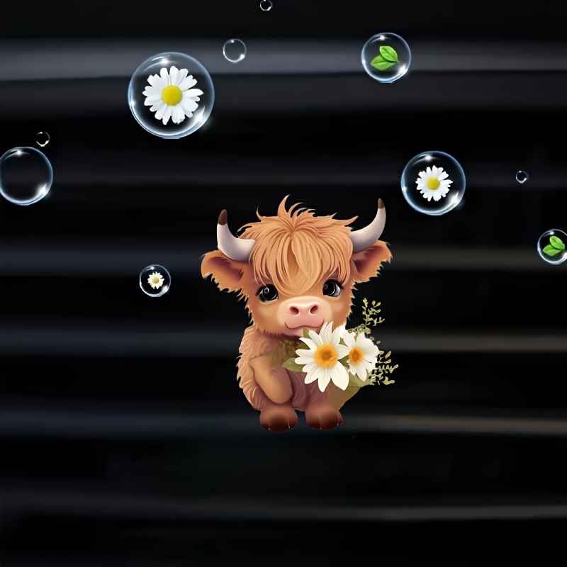 

Cute Highland Cow Car Vent Clip Air Freshener - Acrylic Automobile Air Conditioner Fragrance Diffuser - 1pc Decorative Brown Calf With Flowers Aroma Clip - Refreshing Vehicle Perfume Accessory