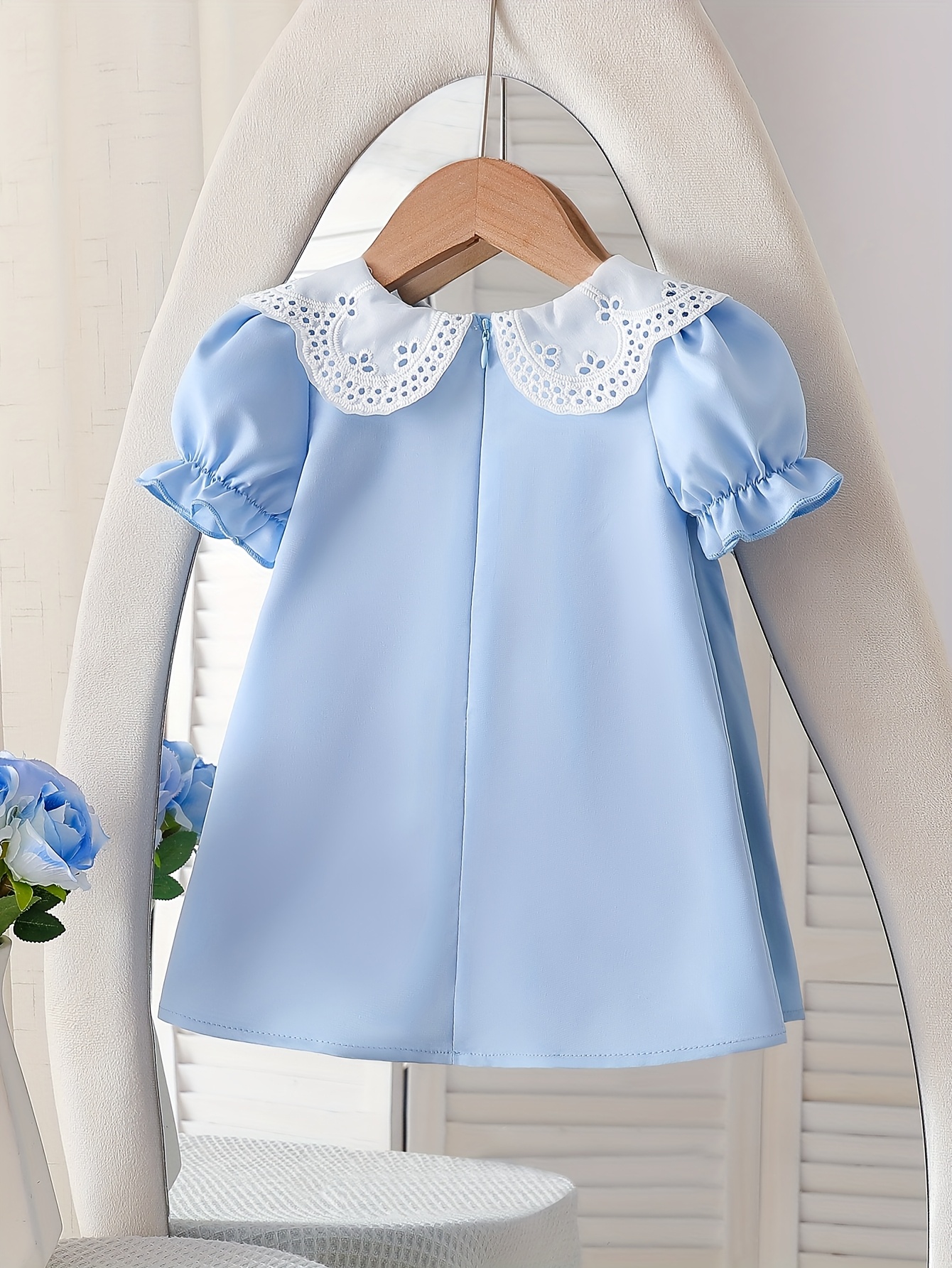 Infant Exquisite Dress, Cute *-To-* Baby Dress, 2025 Summer New Casual *  Collar * Puff Sleeve * * Style Dress Suitable for Outing, Back-To-* And *  ...