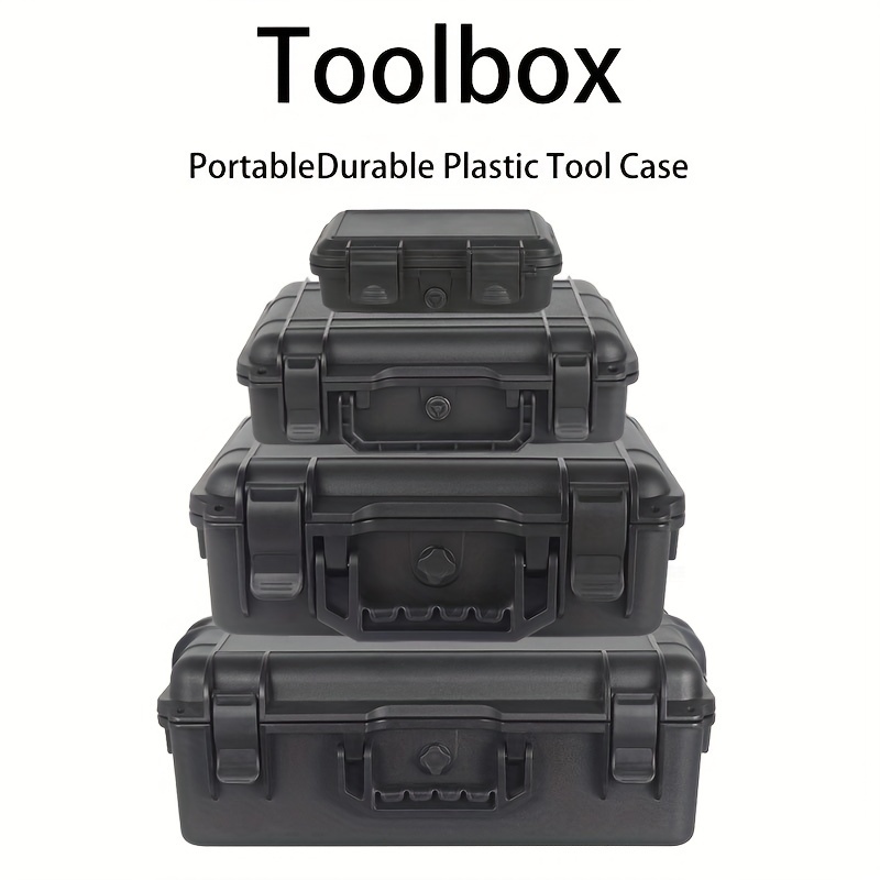 

1pc Black Protective Hard Case, Portable Rectangular Outdoor Toolbox, Photography Storage Box, Durable Plastic Tool Case With Secure Latches