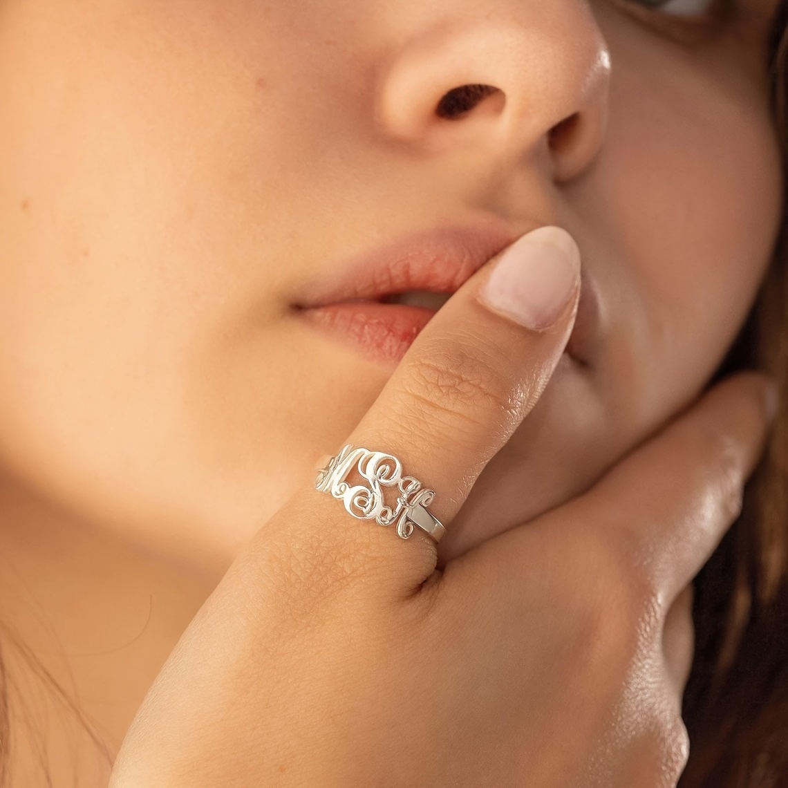 Custom 3 Letter Cuff Ring 18K Gold Plated Stainless Steel Open Ring