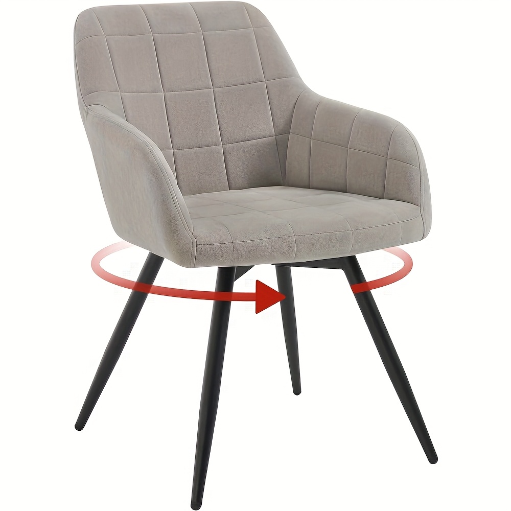 TEMU 1pc A Dining Chair, A Swivel Design, Made Of Velvet, Ergonomic For The Kitchen, Featuring Metal Legs, With A Backrest And Armrests Suitable For