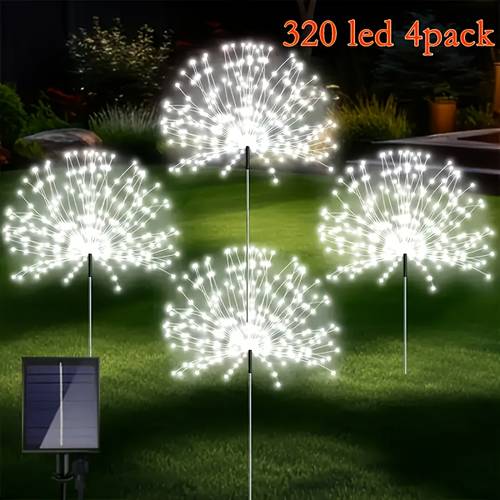 set of 4 solar powered fireworks lights 240 320 led outdoor garden featuring 8 color ideal for yards and decorations for weddings christmas halloween and ramadan