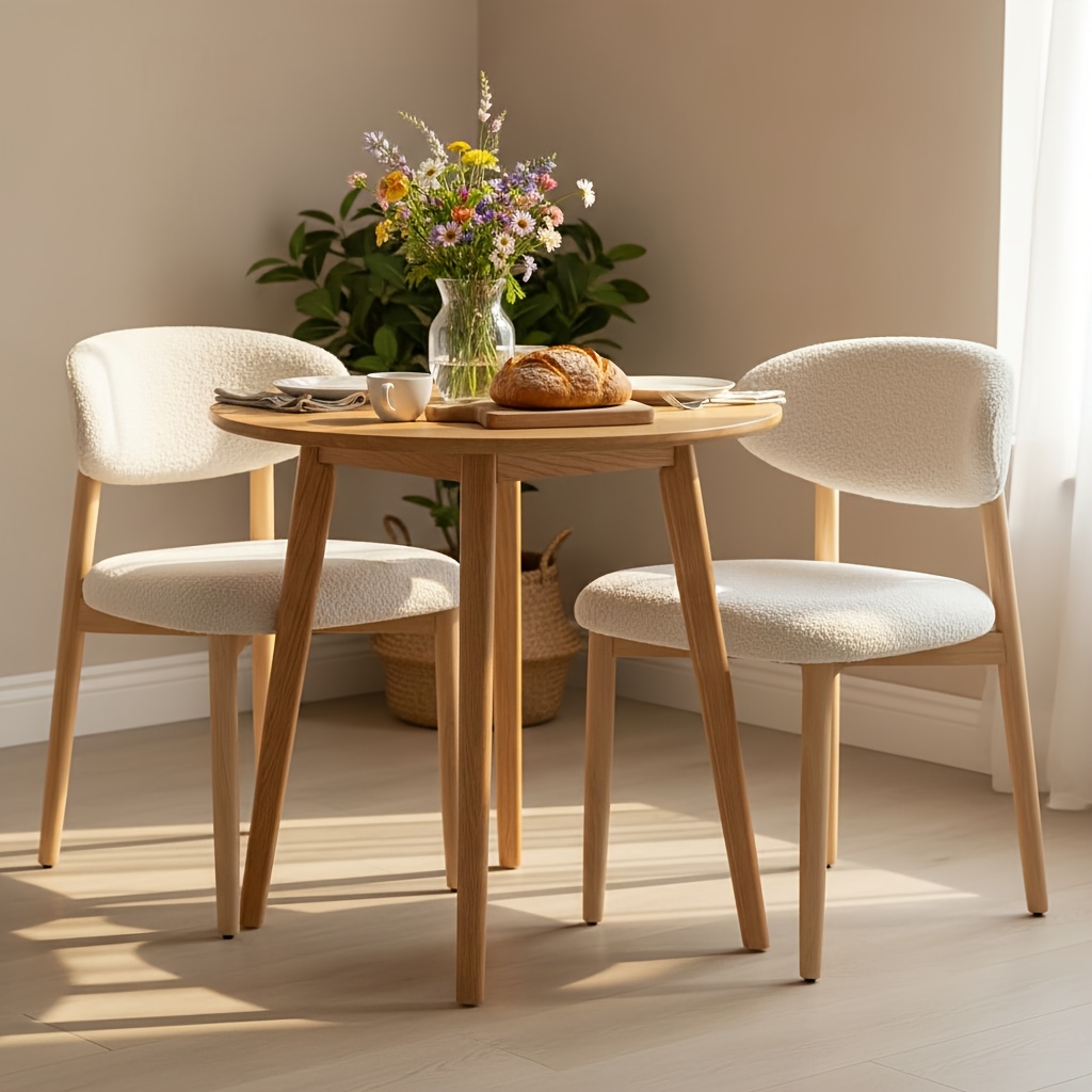 Image of Set Of 2 Modern White Teddy Boucle Dining Chairs - High Back Plush Upholstered Accent Chairs With Wood Legs, Cloud Suitable,, Cafe, Furniture, Assembly & Wipeable