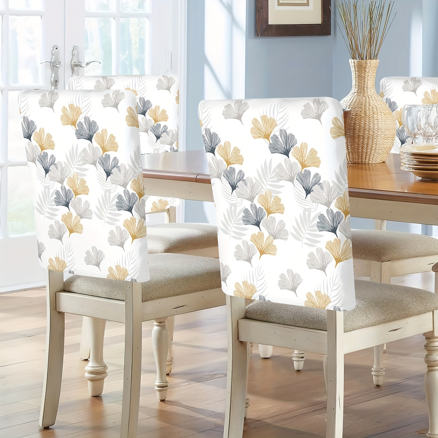 

4/6pcs Abstract Flower Pattern Short Plush Print Removable And Washable Restaurant Chair Back Protector Suitable For Restaurant, Hotel, Ceremony, Festival Decoration