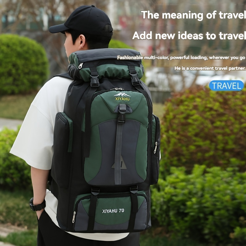 XTIAO 70L High-Capacity Backpack - Lightweight, Durable Nylon Sports Bag with Adjustable Straps, Multiple Compartments for Hiking, Camping & Outdoor Adventures - Available in Black, Green, Red, Backpack for Travel