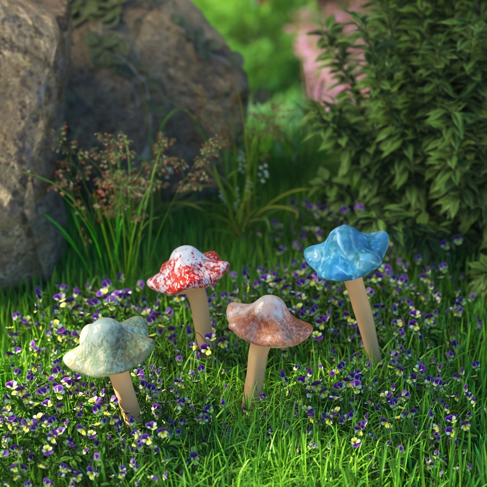 

Ceramic Mushroom, Garden Decor, 4 Pack (random Color) Ceramic Mushroom For Garden, Yard, Fairy Garden - Lawn Ornament Décor, Pottery Ornament 4.52"/11.5cm In Height