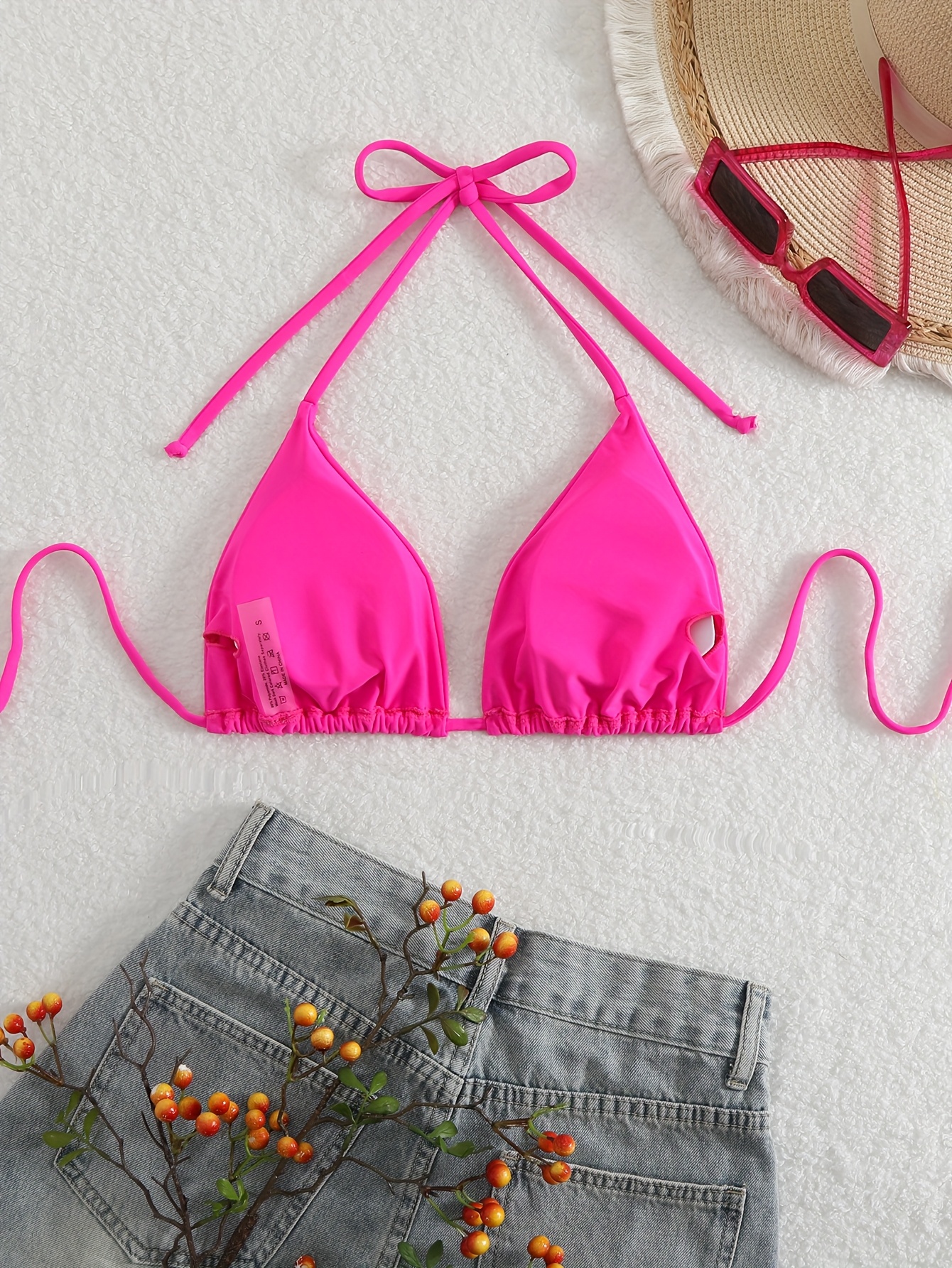 Fashionable and Sexy Double-sided Nylon Plain Color High Elastic and Comfortable Tie-string Women's Bikini Top