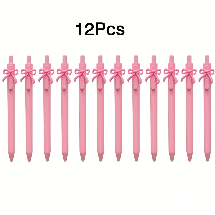 TEMU 6/12 Pink Bow Ballpoint Pens, With Cute Pink Bows, Suitable As Gifts For Girls, Party Favors, Birthday Presents, Holiday Gifts, Wedding Return