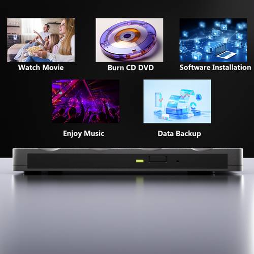 1 black external cd dvd drive usb 2 0 ultra thin portable external cd rw burner and dvd rw player suitable for laptops and desktops