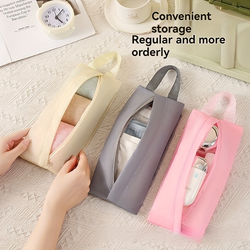 

1pc Sac de rangement de voyage unisexe pour adulte, pochette de rangement portable en tissu pour sous-vêtements, , grande ouverture avec fermeture éclair et large poignée, options multicolores