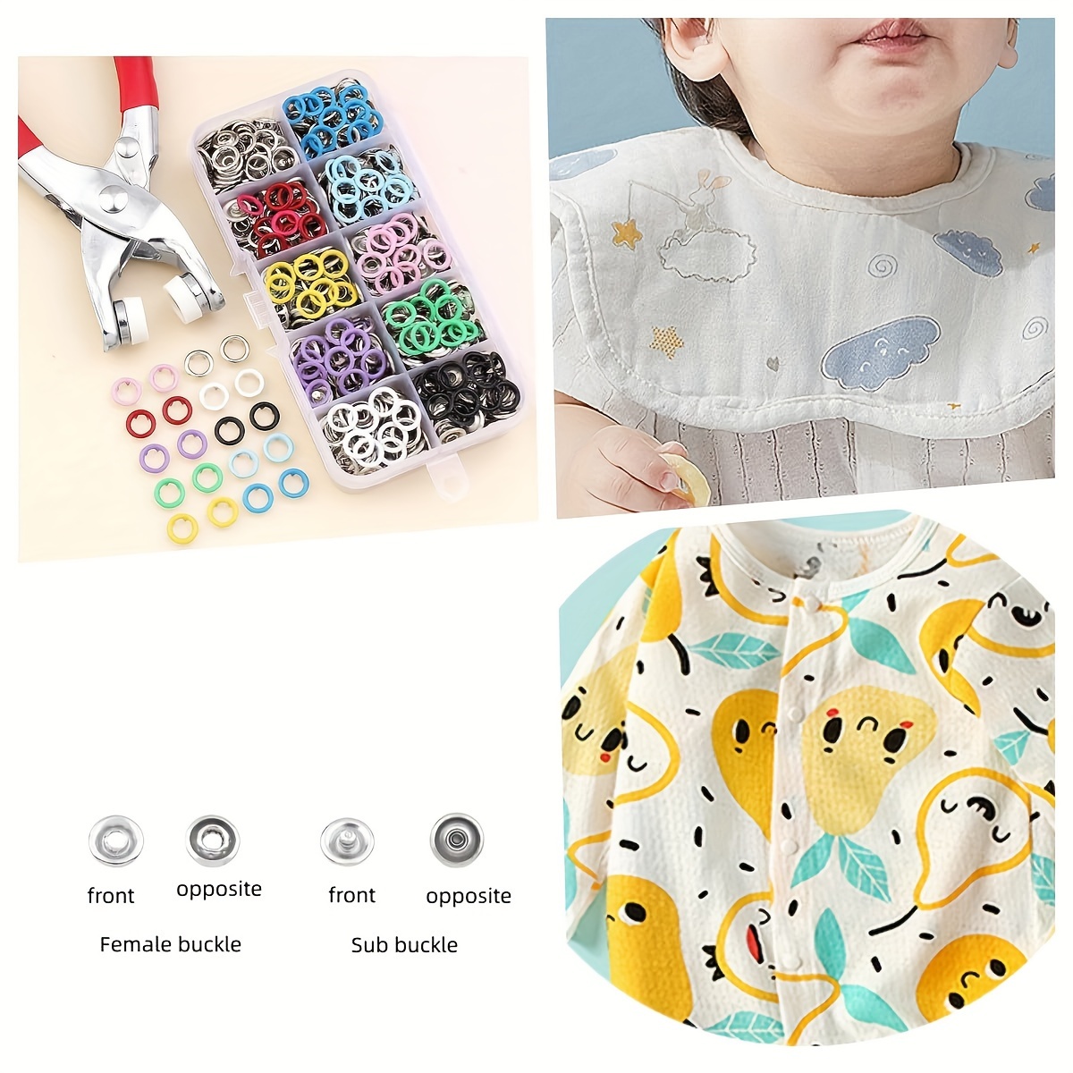 50pcs Snap Buttons Kit Metal No Sew Invisible Fasteners For Diy Sewing