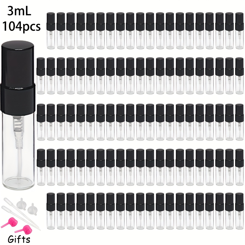 TEMU Wholesale Pack Of 104pcs, Golden/silvery/black Aluminum Spray Bottles, Available In 2ml/3ml/5ml/10ml, Glass Perfume Bottles, Portable, Essential