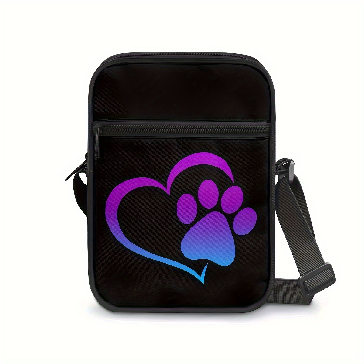 Paw Print Crossbody Bag - Lightweight, Foldable & With Adjustable Strap For Casual Sports & Travel - Polyester Lined