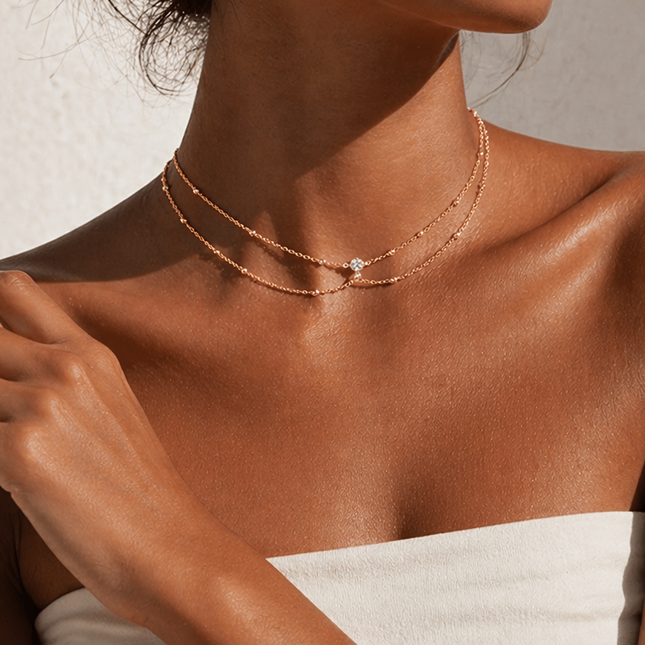 TEMU Collar gargantilla de capas para mujer, estilo vintage elegante, a , versátil, exquisito, simple, y de lujo
