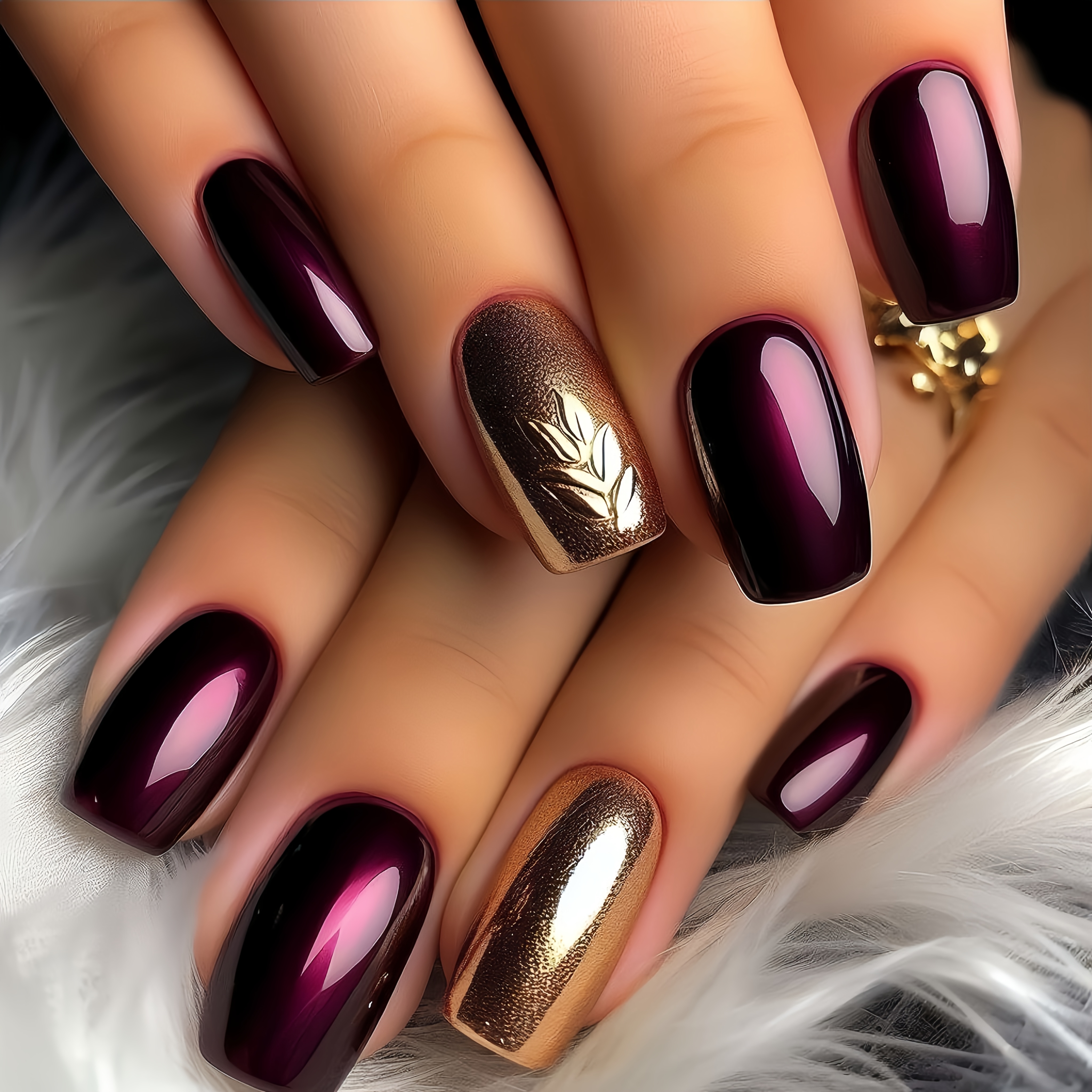 24pcs Medium-length European Square Press-on Nails, Purple & , Detachable Fashionable False Nails For Women