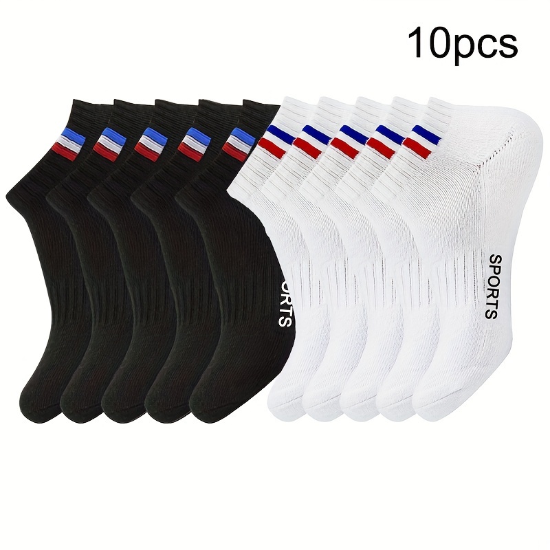 

10 Paires de Chaussettes pour Hommes, Chaussettes Courtes avec Lettres, , Couleur Unie, Talon Antidérapant, Chaussettes de Sport pour Hommes