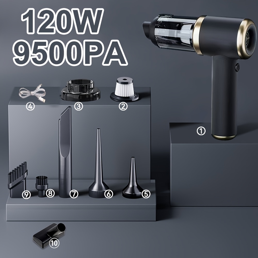 Temu 9500Pa Cordless Vacuum Cleaner, Rechargeable Handheld Model, Combines Blowing And Suction, Multi-Use Car Vacuum Ideal For Tight Areas, Great For-image