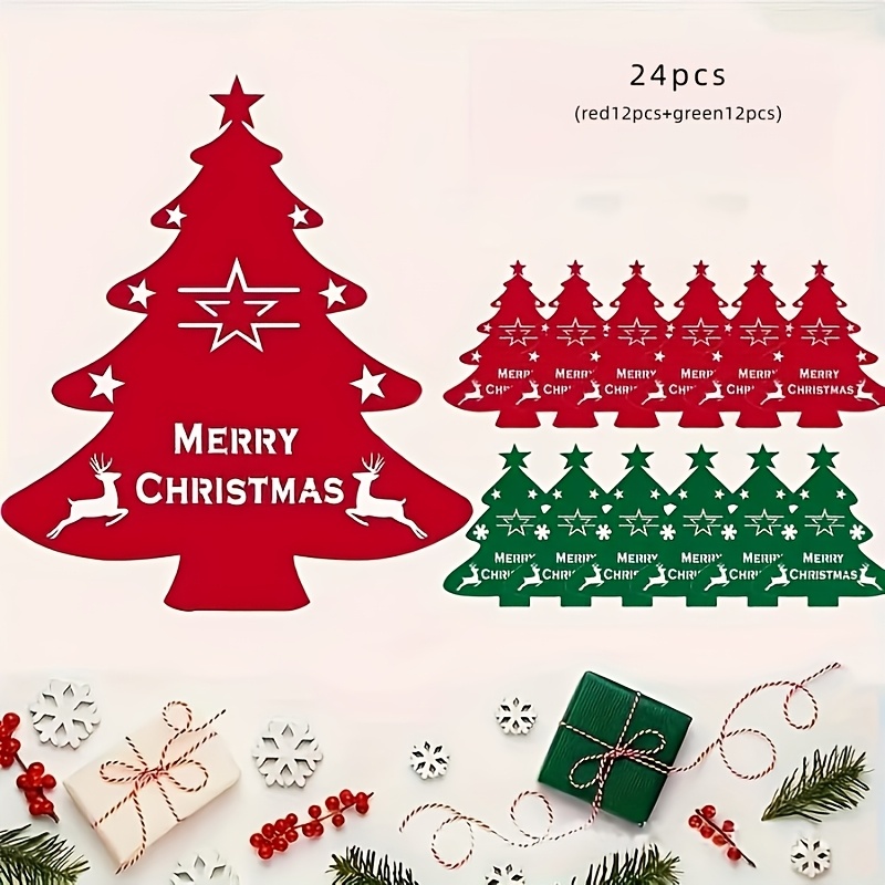Image of 24pcs Set Of Christmas Felt Knife And Fork Bags, Holiday Catering And Party Decoration Utensil Storage Bags, Christmas Decor