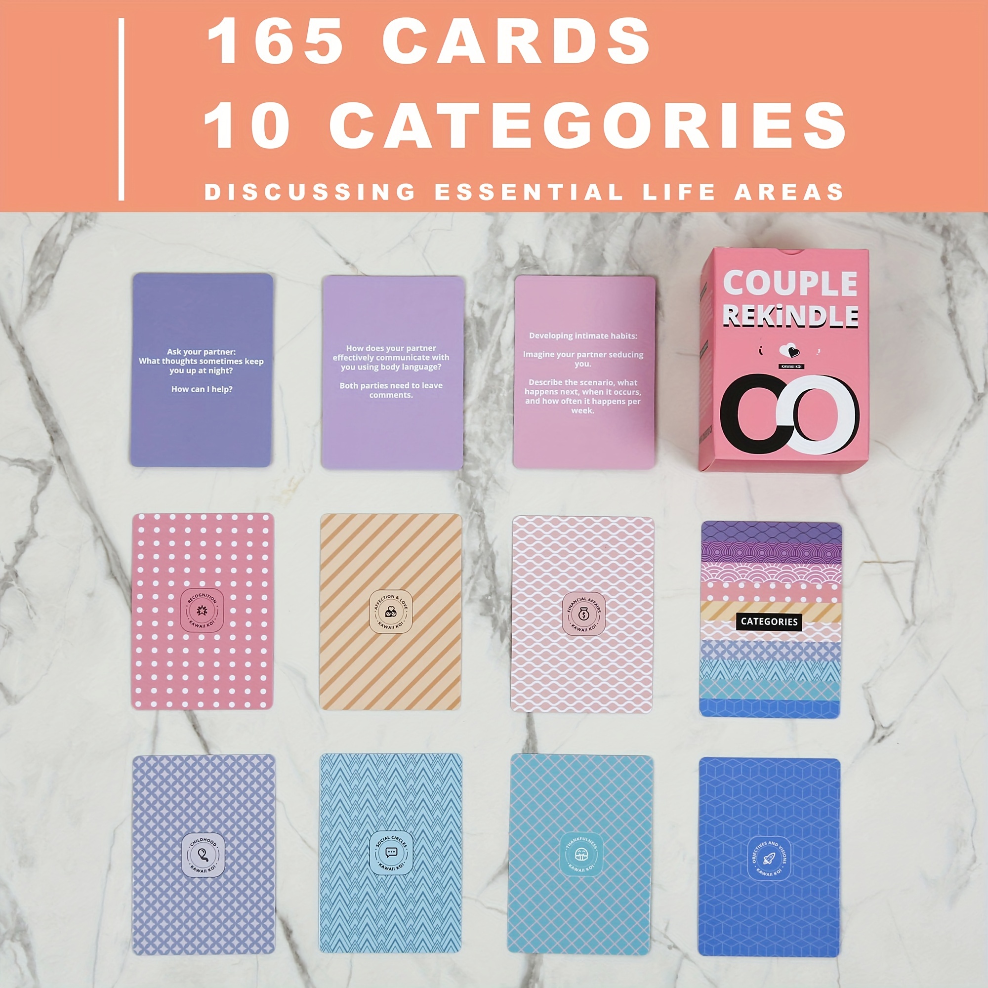 Couple Reconnect Game Box - 165 Conversation Cards, Date Night & Anniversary Gift, Paper Material, No Electricity Needed, Featherless, Fun & Engaging for Couples for Halloween, Christmas Event & Party Supplies Halloween&Christmas