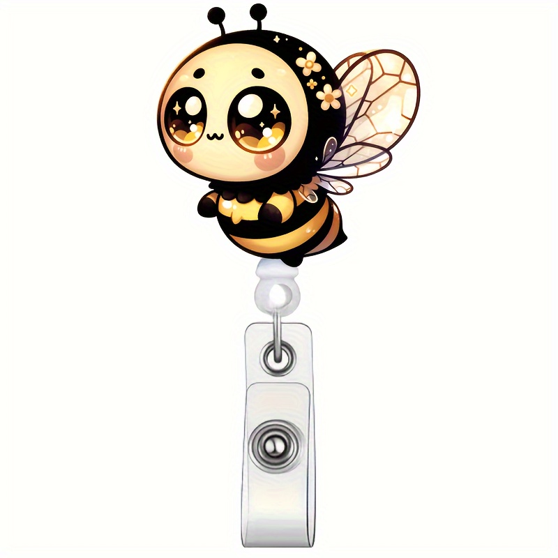 

1pc Bee Style Badge Reel With Clip, Creative Badge Holder, Retractable Id Card Badge Holder For Hospitals And Schools