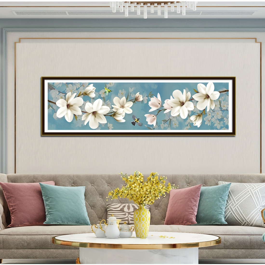 Handmade Embroidery Kit with Magnolia and Birds Stitch for Beginners