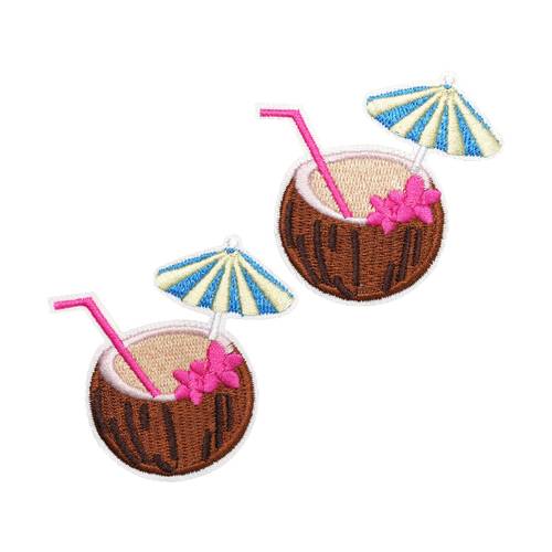 2pcs coconut embroidery iron on patches for boys suitable for clothing hats bags shoes socks cartoon suitable for teens