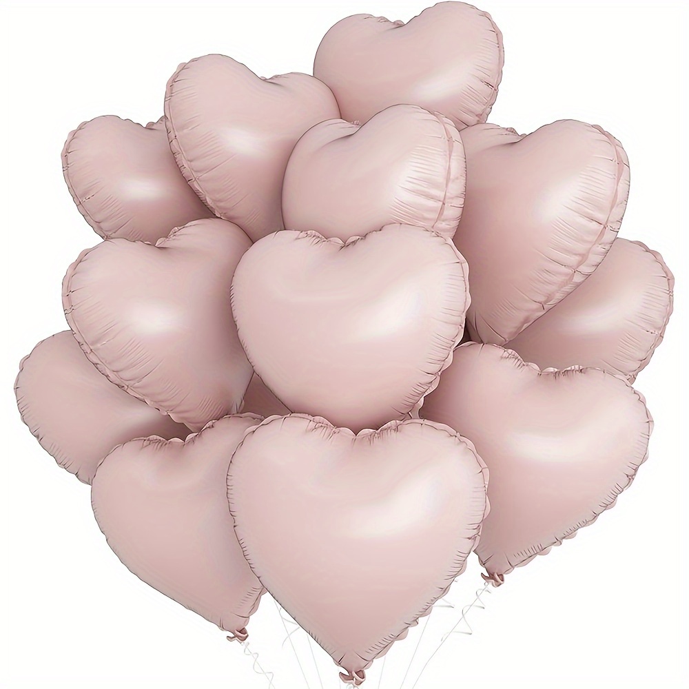 

15pcs 18" Heart-shaped Foil Balloons With Curling Ribbon - Ideal For Weddings, Valentine's Day, Engagements, Anniversaries & Birthdays