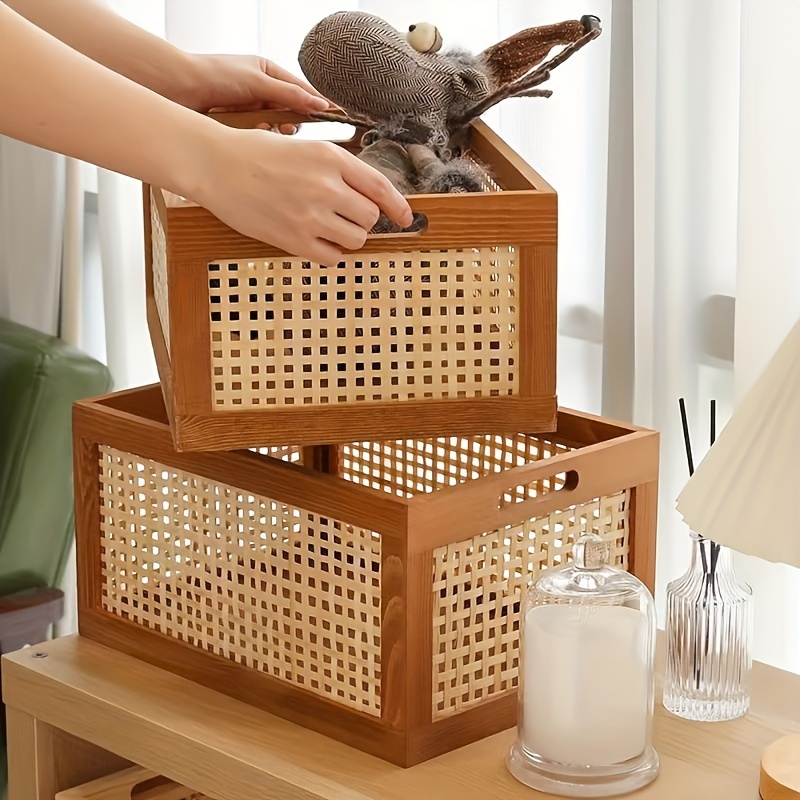 1 stck boho bambus aufbewahrungsbox griffen  rattan - Temu Germany