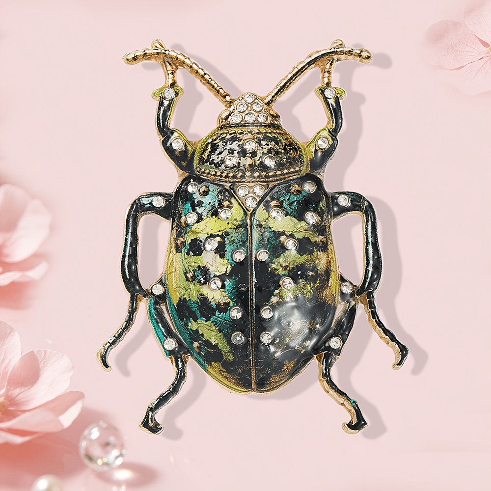 TEMU 1 stuks SOLEVDO Vintage Strass-Ingelegde Emaille Broche, Kleurrijke Insectenspeld, Geschikt voor Pakken, Jassen, Mode Accessoire Cadeau