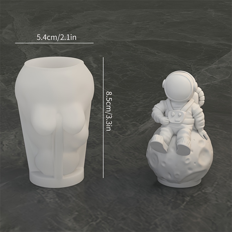 TEMU Stampo in silicone resina - Stampo in silicone astronauta stereoscopico 3D, candela aromatica, ornamento in gesso, strumento in resina a