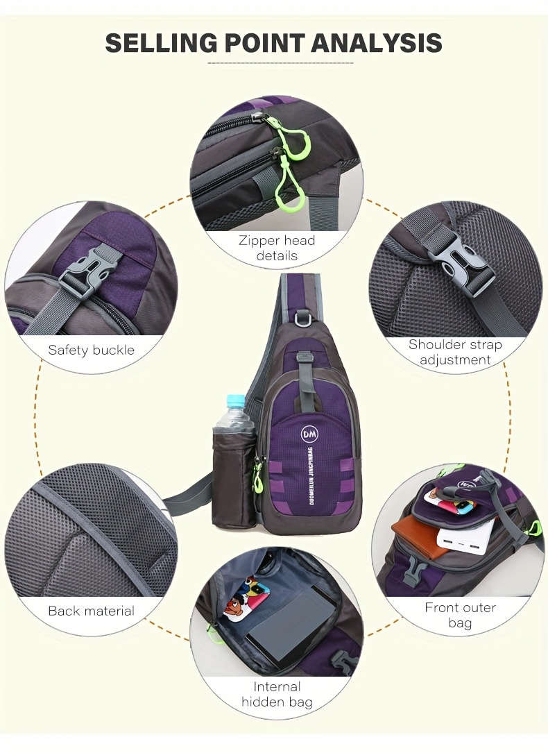 [eonothem Sling Bag] eonothem Unisex Chest Sling Bag | Large Capacity, Adjustable Strap, Zipper Closure, Multiple Colors - Compact Crossbody Bag for Gym, Commuting & Travel