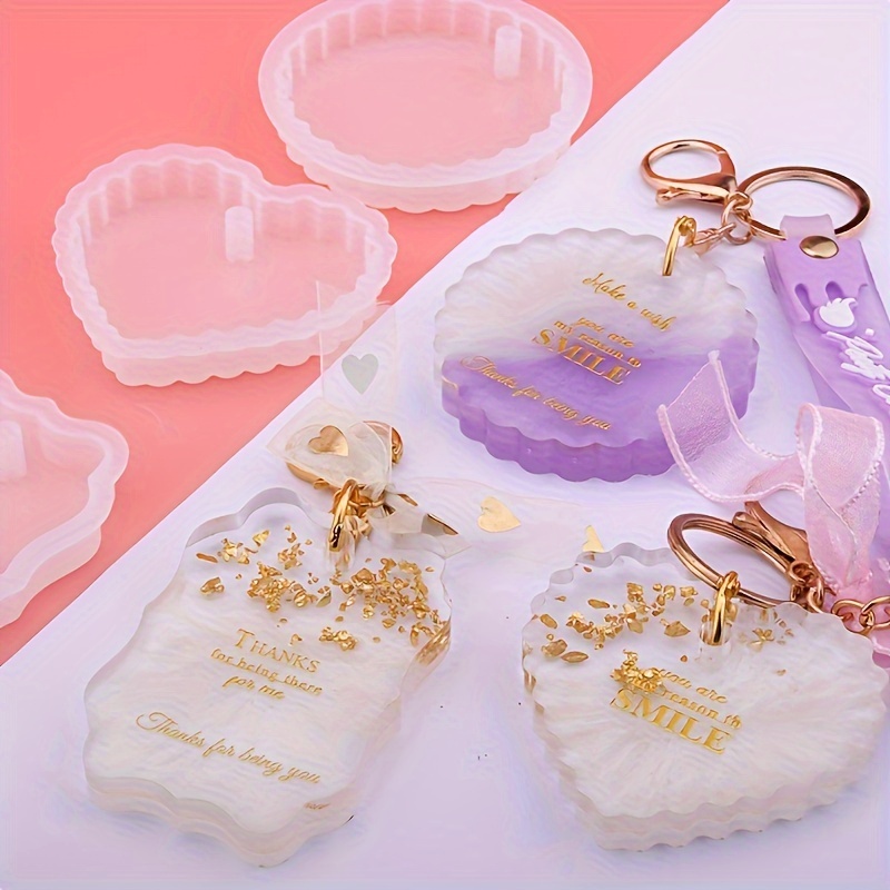 

14pcs/set Pendant Resin Mold, Diy Pendant Set Silicone Mold, Heart-shaped Oval Square For Diy Hanging Ornament