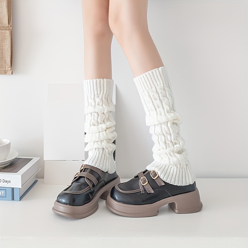 Gothic Women White Leg Warmers with Cross Chain Punk Girl's Casual Leg  Sleeves