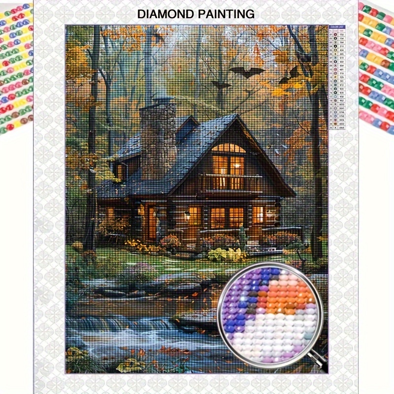 Juego De Diamond Painting 5D De 2 Piezas Para Adultos 30 X 40 Cm, DIY Pintura De Diamante Búho Castillo Nocturno Cuadro Diamantes Adecuada Para Principiantes, Para El Hogar, Decoración De Paredes