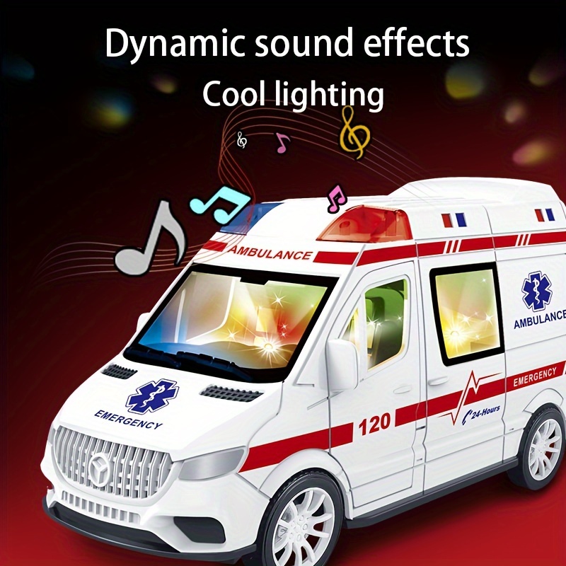 

Ambulance Simulation Model With Sound And Light, Openable Door, Inertia Pull Back Toy Small Car