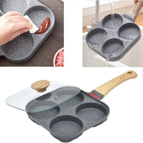 egg pan egg frying pan with lid nonstick 4 cups pancake pan fried egg pan for breakfast black