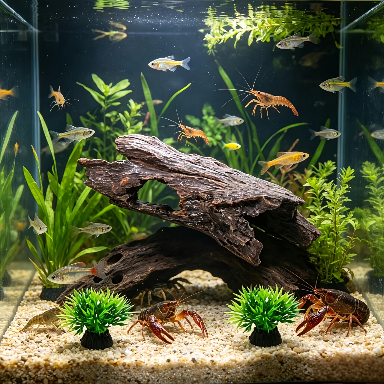 TEMU 3pcs Hollow Log Cave Aquarium & Reptile Tank Decor - Resin Fish Hideout Suitable For Fish, , Frogs, Lizards,, Easy To Clean Hiding Spot For