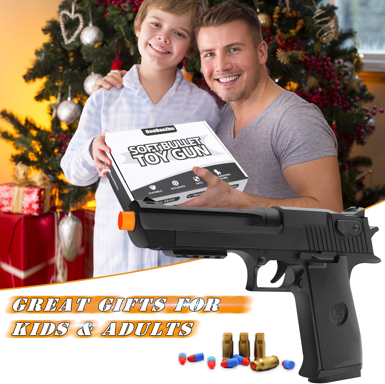 [Recommended In The US]Super Double Gun Soft Bullet Toy Pistol for Kids, High-End Version, Interactive Game Set Suitable for Boys And Adults, Ideal Christmas Gift, Best for Christmas