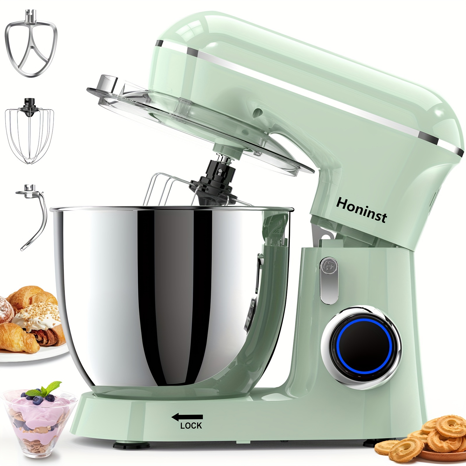 

6.5qt 10- Mixer 3-in-1 Electric Kitchen Mixer, 660w Tilt-head Food Mixer With Dough Hook, Whisk And Beater, Mixer for Baking, Cake And Most Home Cooks