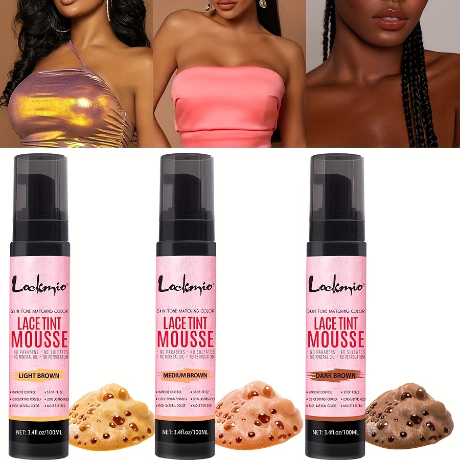 

3.4oz Lace Tint Mousse Spray For Wigs, Waterproof And Sweatproof Fast Drying Melting Mousse, Does Not Hurt The Hair, No Harmful Chemica