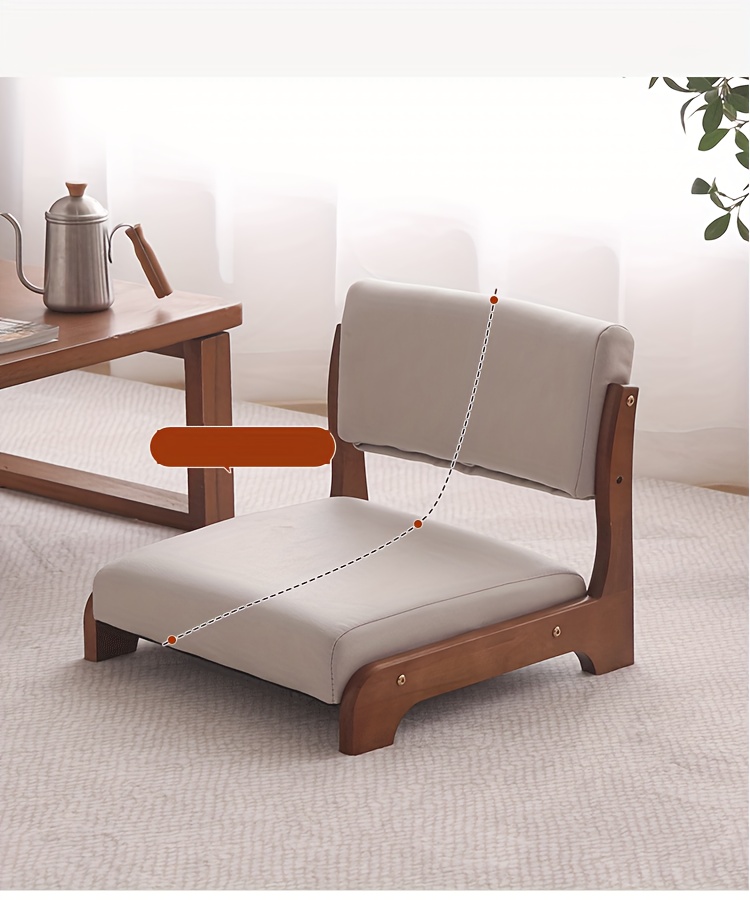 sleek contemporary japanese inspired   leather tatami chair backrest stool with coffee table solid wood floating     floor chair for home decor details 1